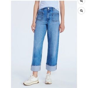 Free Assembly Blue Indigo High Rise Cuffed Women's Jeans w/Patch Pocket, NWT, 10